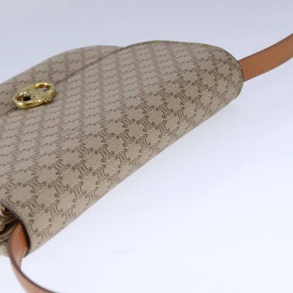 CELINE C Macadam Canvas Shoulder Bag PVC Beige Gold Auth 106870 - Picture 6 of 16